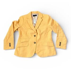 NWT Talbots Yellow Wool Blend 2 Crested Button Lined Career Blazer Jacket Sz 12